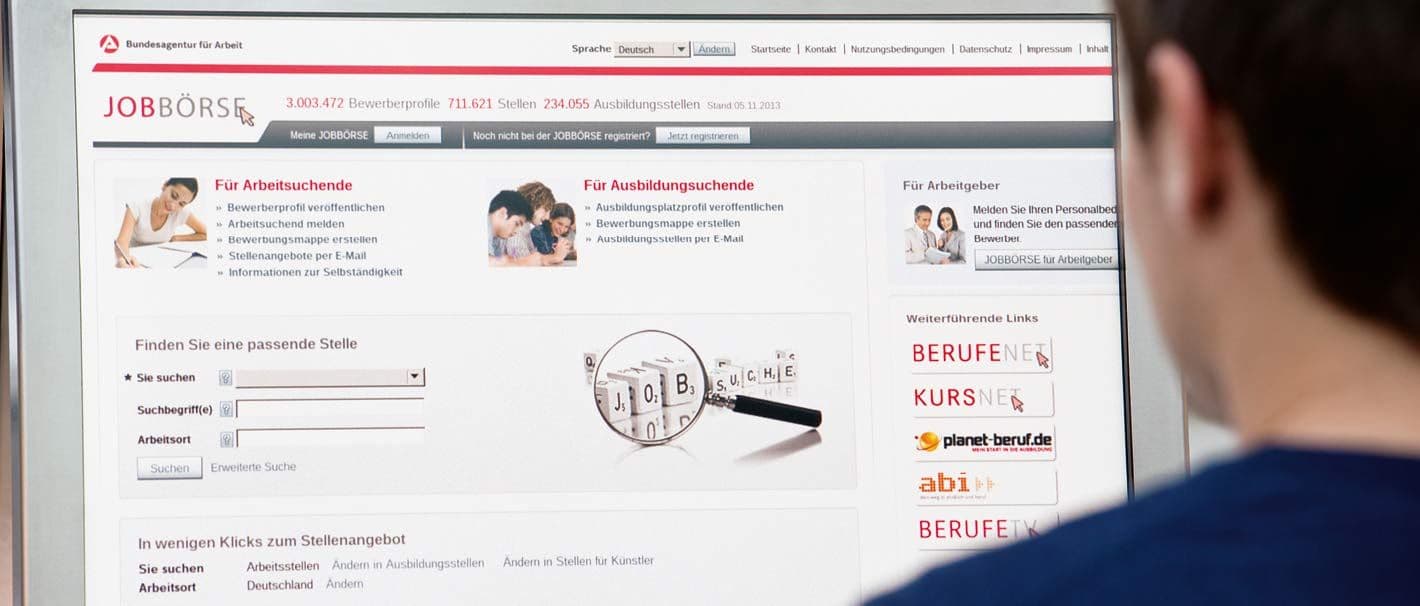 Blick in die BA-Jobbörse