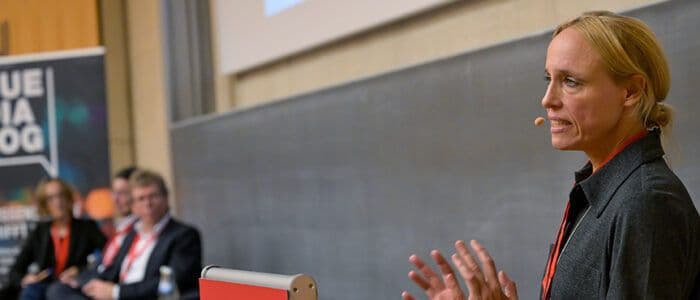IAB-Forscherin Dr. Ute Leber hielt einen kurzen Vortrag.